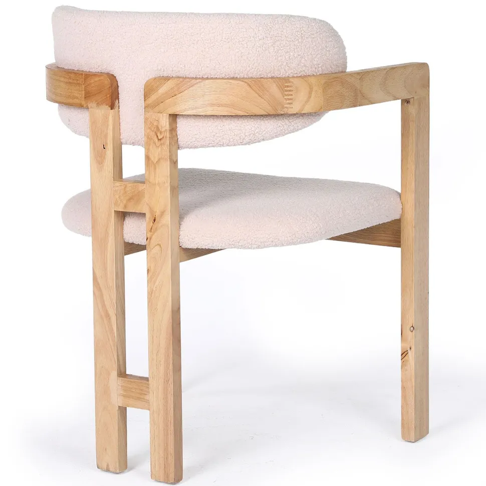 Lot de 2 chaises design Oregon Bois clair et Tissu bouclette Beige