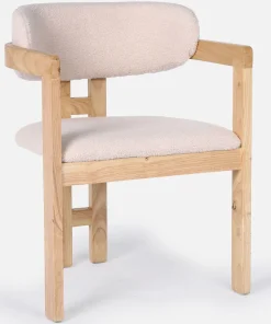 Lot de 2 chaises design Oregon Bois clair et Tissu bouclette Beige