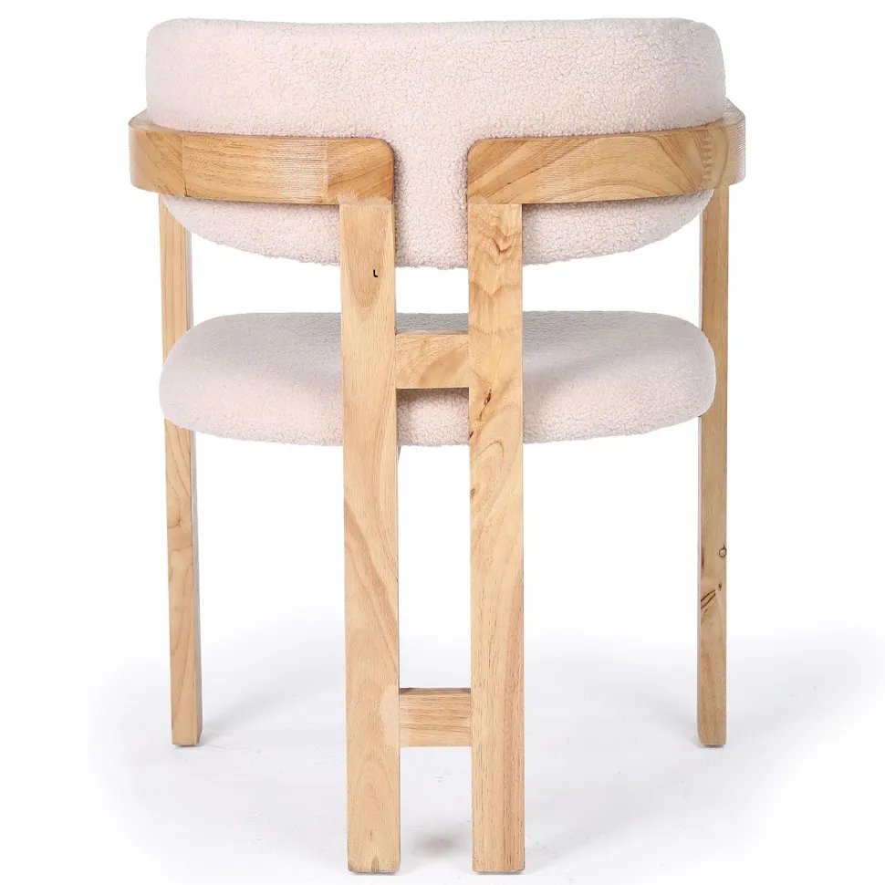 Lot de 2 chaises design Oregon Bois clair et Tissu bouclette Beige