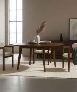 Lot de 2 chaises design Oregon Bois foncé et Tissu bouclette Beige