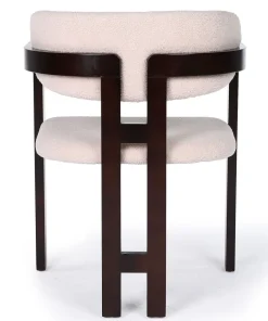 Lot de 2 chaises design Oregon Bois foncé et Tissu bouclette Beige