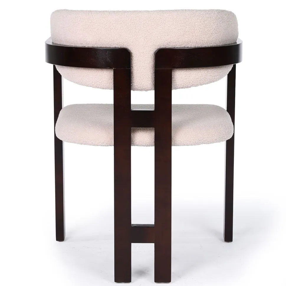 Lot de 2 chaises design Oregon Bois foncé et Tissu bouclette Beige