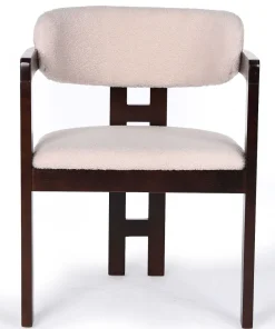 Lot de 2 chaises design Oregon Bois foncé et Tissu bouclette Beige