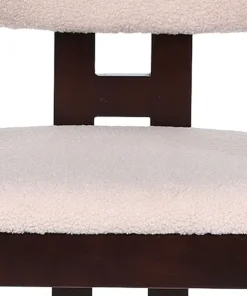 Lot de 2 chaises design Oregon Bois foncé et Tissu bouclette Beige