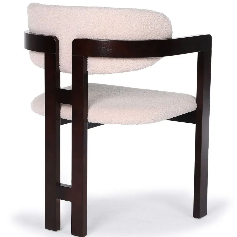 Lot de 2 chaises design Oregon Bois foncé et Tissu bouclette Beige
