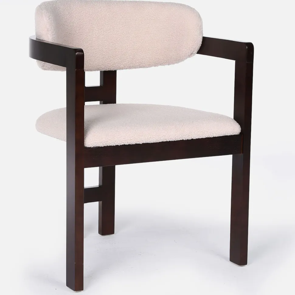 Lot de 2 chaises design Oregon Bois foncé et Tissu bouclette Beige