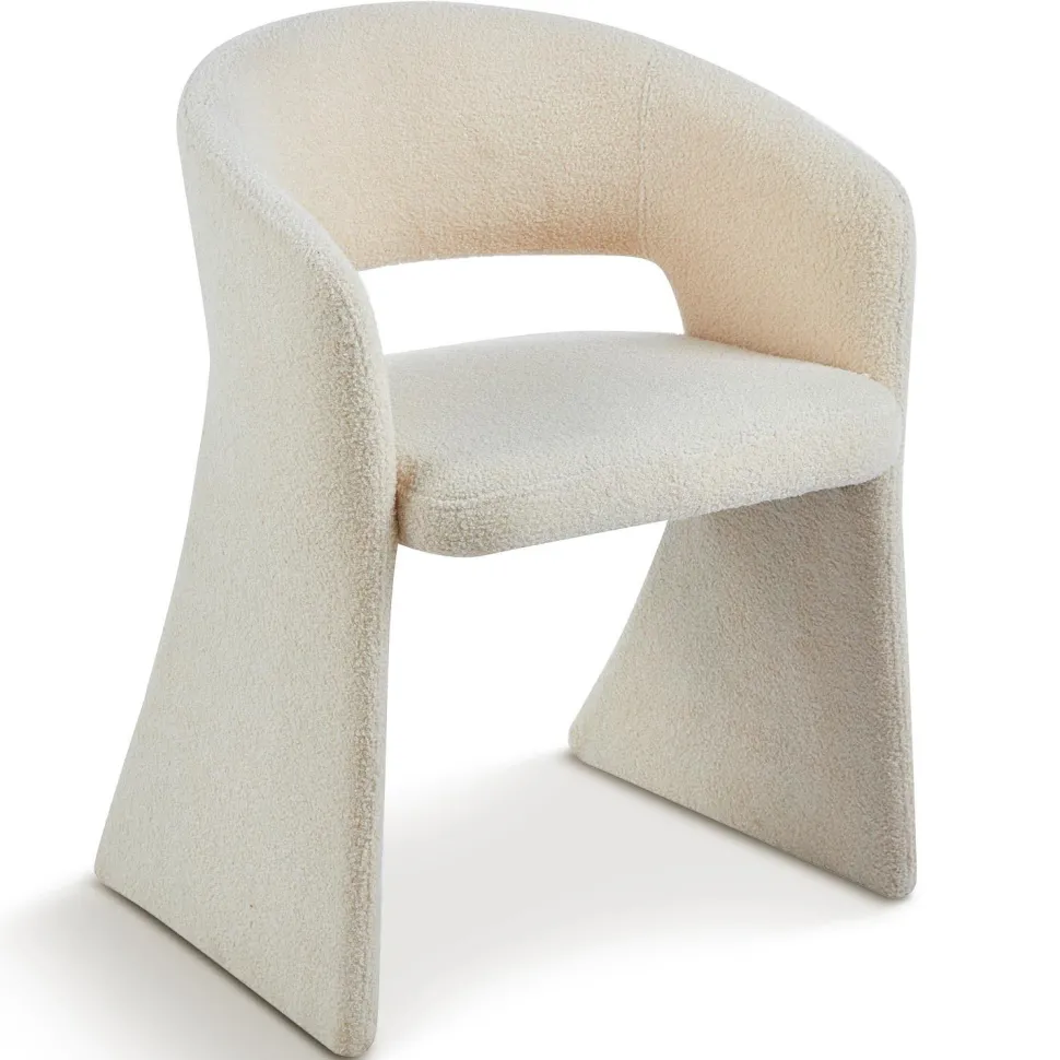 Lot de 6 chaises design Tootsie Tissu bouclette Crème
