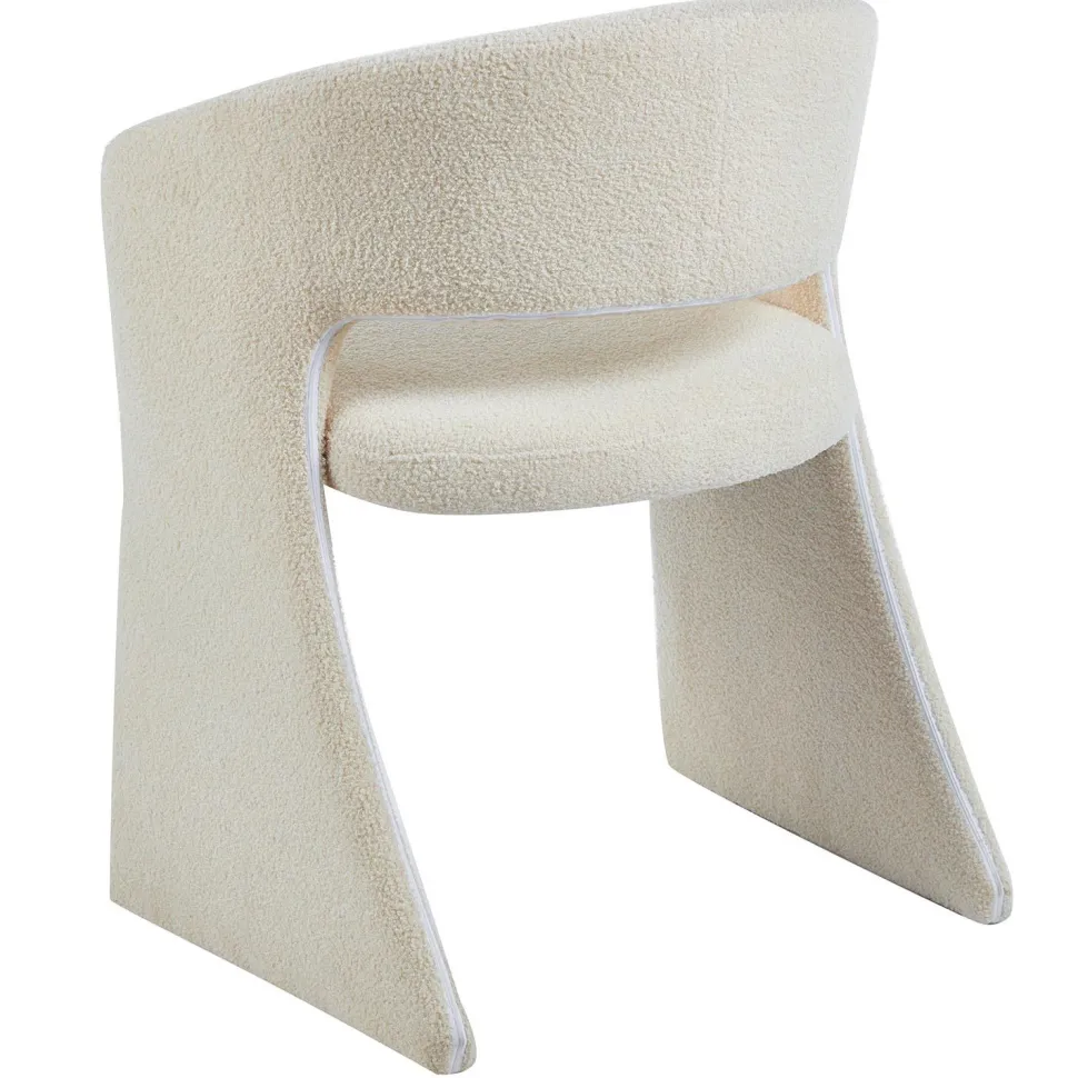Lot de 6 chaises design Tootsie Tissu bouclette Crème