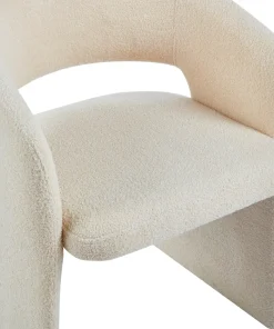 Lot de 6 chaises design Tootsie Tissu bouclette Crème