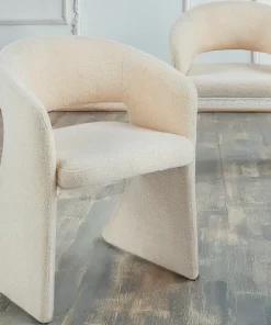 Lot de 4 chaises design Tootsie Tissu bouclette Crème