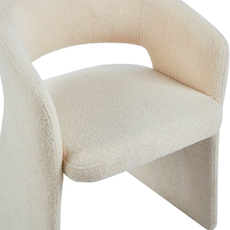 Lot de 4 chaises design Tootsie Tissu bouclette Crème
