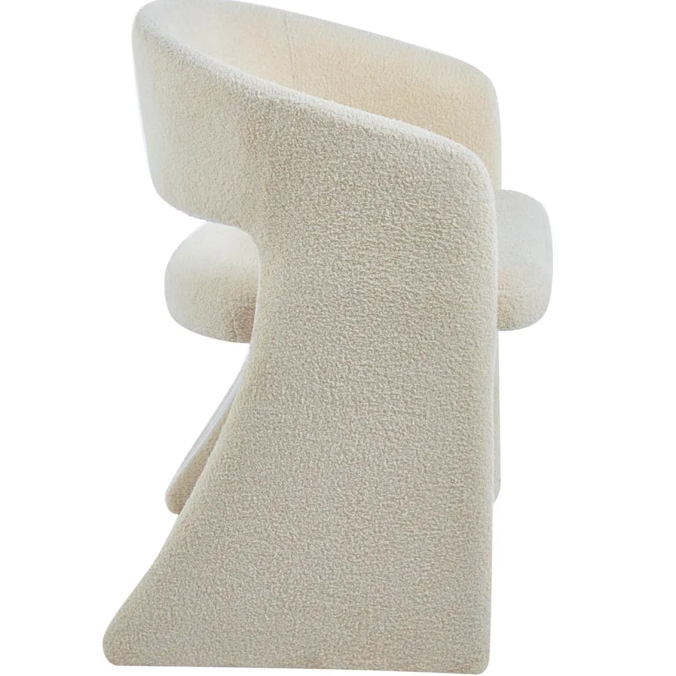 Lot de 4 chaises design Tootsie Tissu bouclette Crème