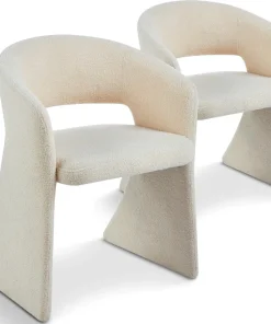 Lot de 2 chaises design Tootsie Tissu bouclette Crème
