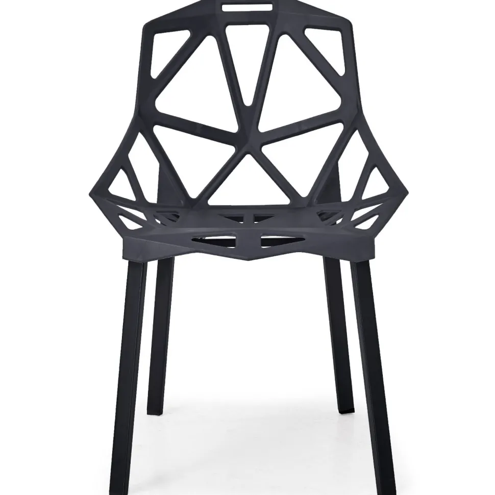 Lot de 4 chaises dossier toile d'araignée Spider Noir