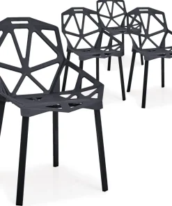 Lot de 4 chaises dossier toile d'araignée Spider Noir