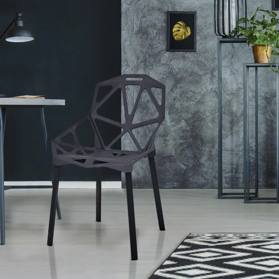 Lot de 4 chaises dossier toile d'araignée Spider Noir