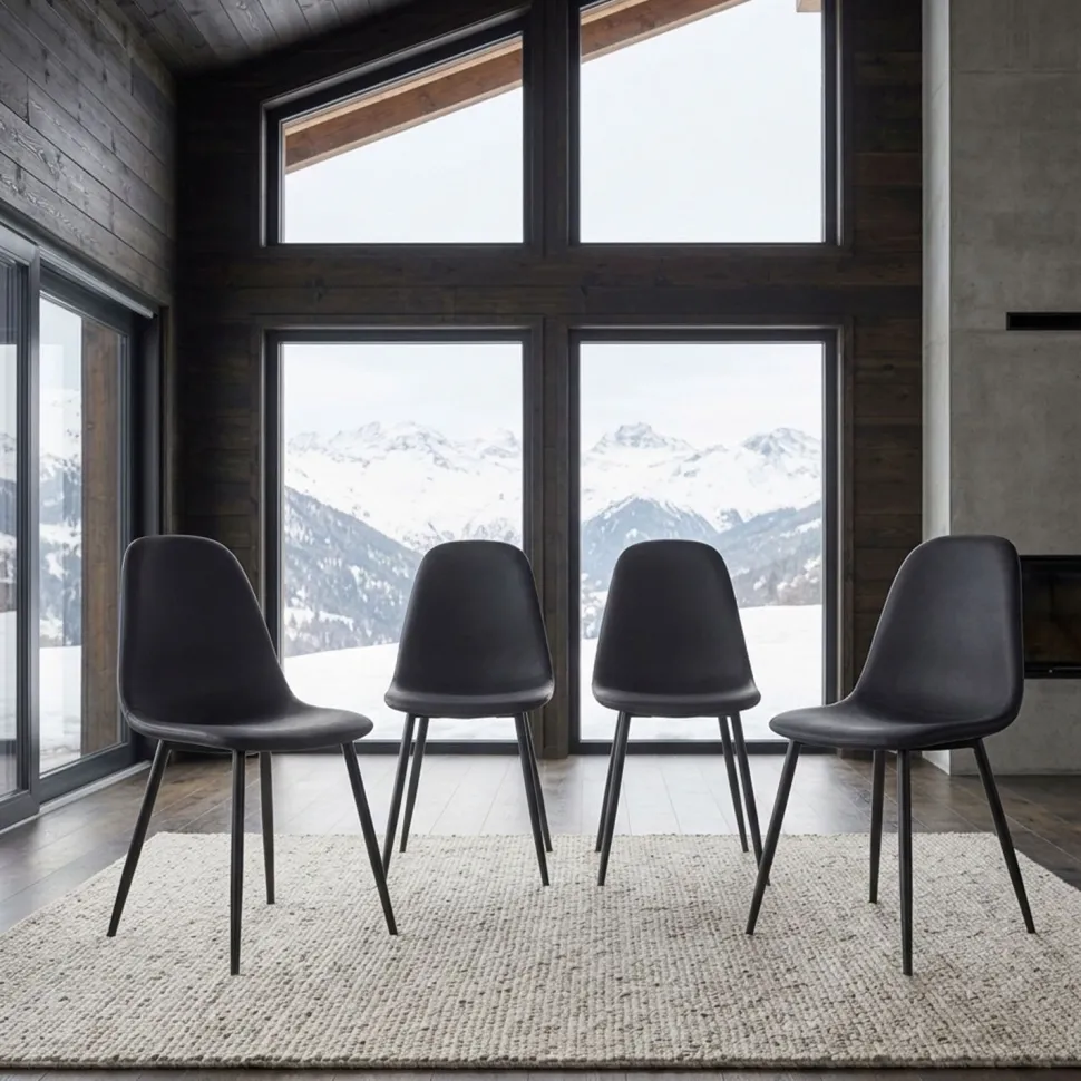 Lot de 4 chaises Gao Simili P.U. Noir