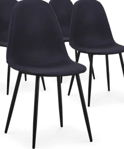 Lot de 4 chaises Gao Simili P.U. Noir