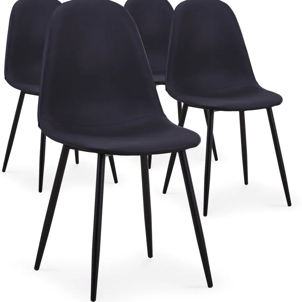 Lot de 4 chaises Gao Simili P.U. Noir