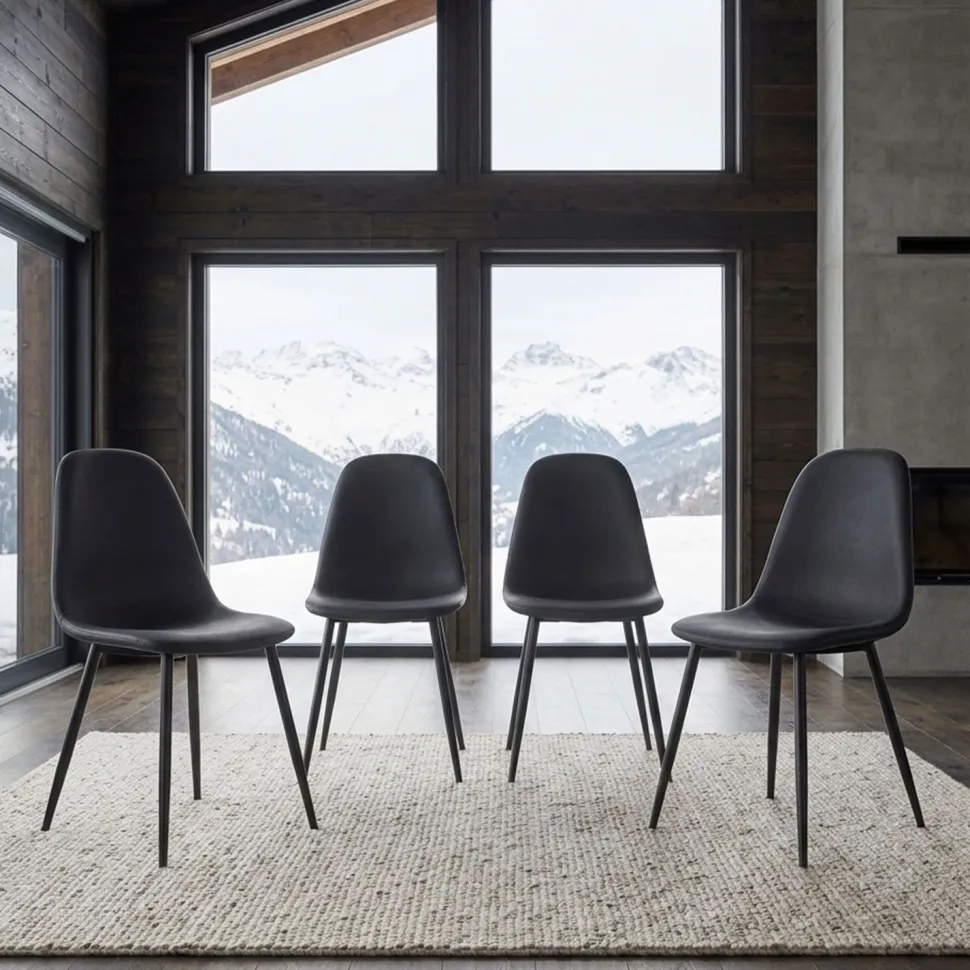 Lot de 4 chaises Gao Simili P.U. Noir