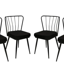 Lot de 4 chaises Gino Métal et Velours Noir