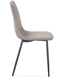 Lot de 4 chaises matelassées Norway Velours Taupe Pieds Noir