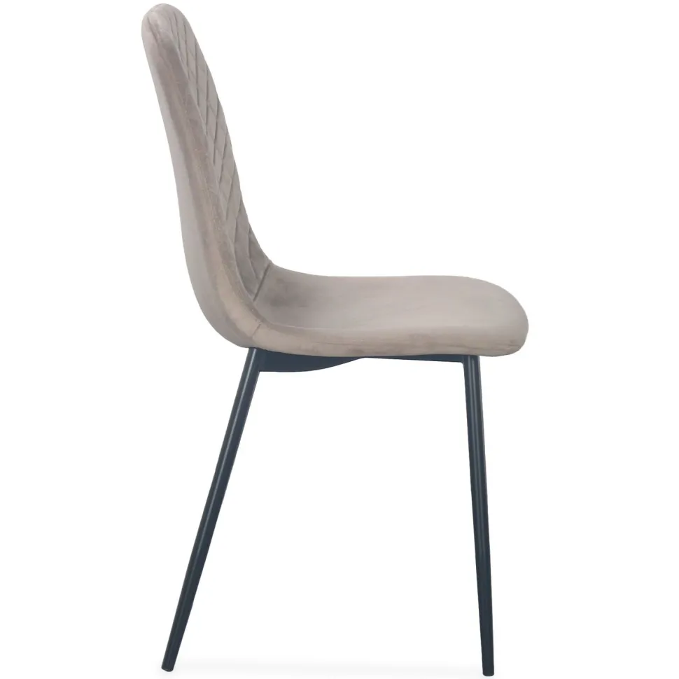Lot de 4 chaises matelassées Norway Velours Taupe Pieds Noir