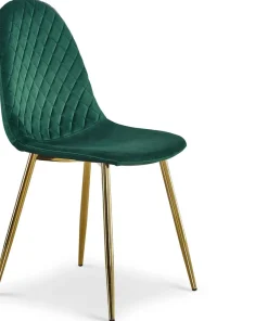 Lot de 8 chaises matelassées Norway Pieds Or et Velours Vert