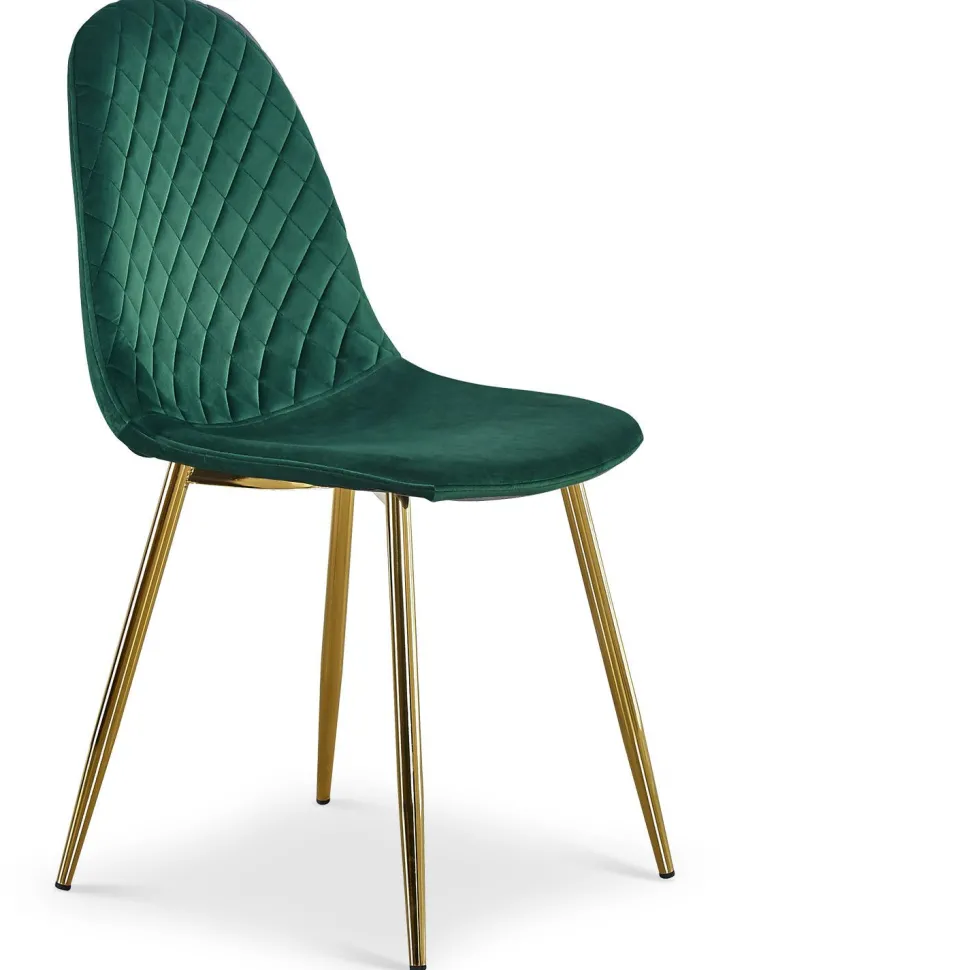 Lot de 8 chaises matelassées Norway Pieds Or et Velours Vert