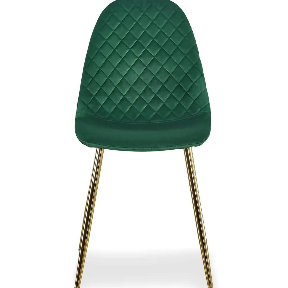 Lot de 8 chaises matelassées Norway Pieds Or et Velours Vert