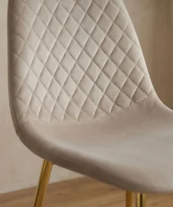Lot de 8 chaises matelassées Norway Pieds Or et Velours Taupe