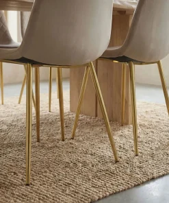 Lot de 8 chaises matelassées Norway Pieds Or et Velours Taupe