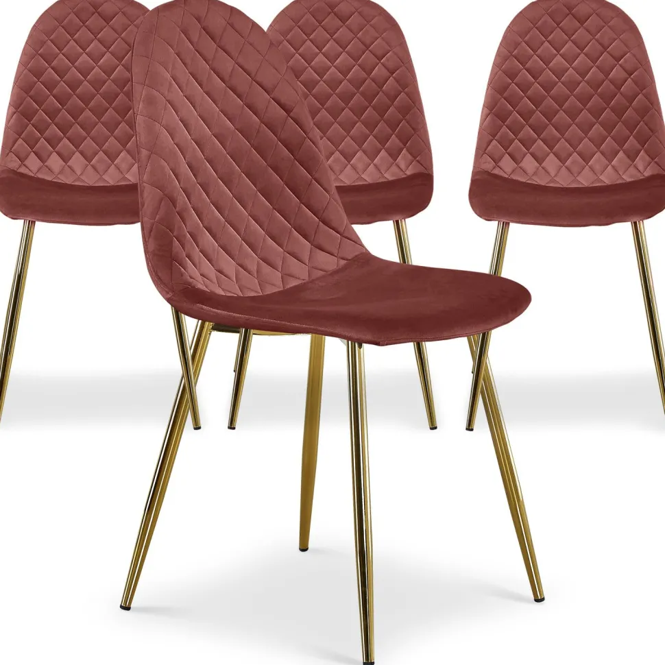 Lot de 4 chaises matelassées Norway Velours Rose