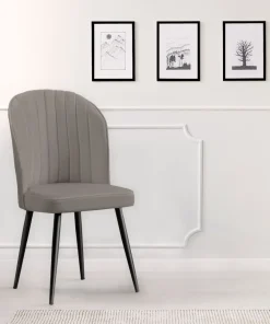 Lot de 2 chaises matelassées coutures verticales Louvenda Velours Taupe