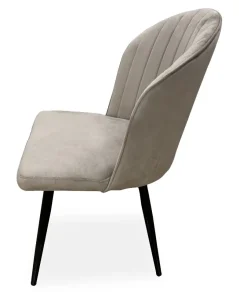 Lot de 2 chaises matelassées coutures verticales Louvenda Velours Taupe