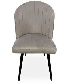Lot de 2 chaises matelassées coutures verticales Louvenda Velours Taupe