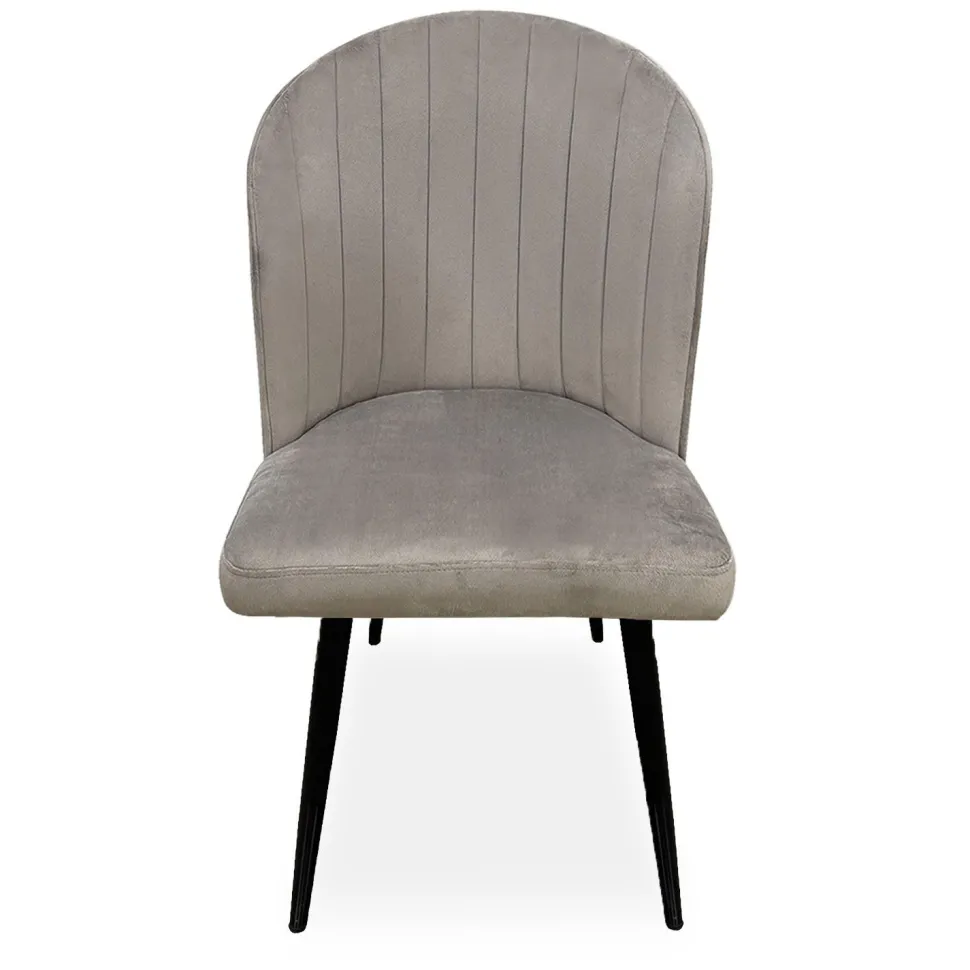 Lot de 2 chaises matelassées coutures verticales Louvenda Velours Taupe
