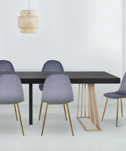 Lot de 4 chaises matelassées Norway Velours Argent