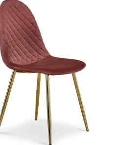 Lot de 8 chaises matelassées Norway Pieds Or et Velours Rose