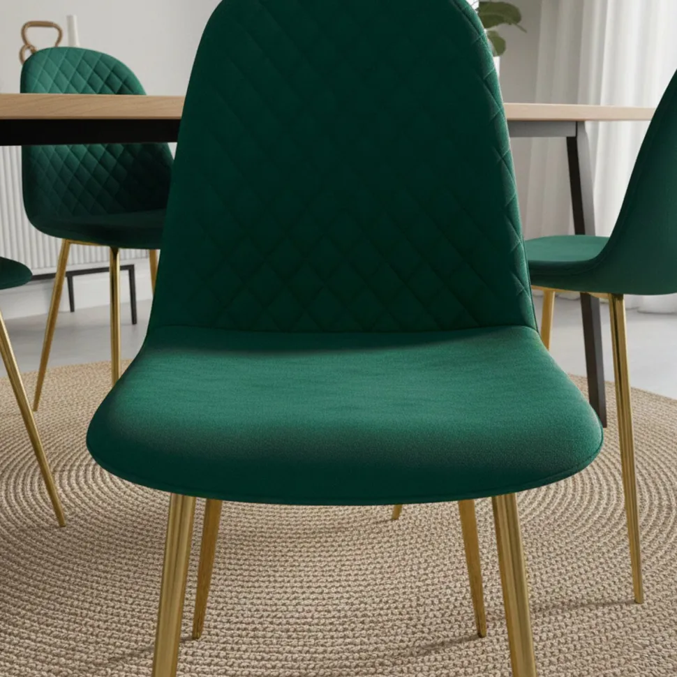 Lot de 4 chaises matelassées Norway Velours Vert