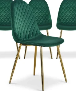 Lot de 4 chaises matelassées Norway Velours Vert
