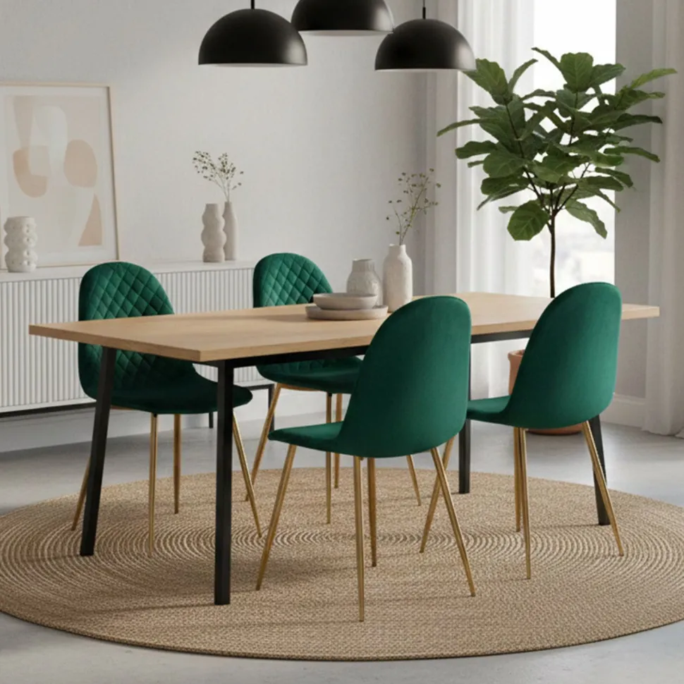 Lot de 4 chaises matelassées Norway Velours Vert