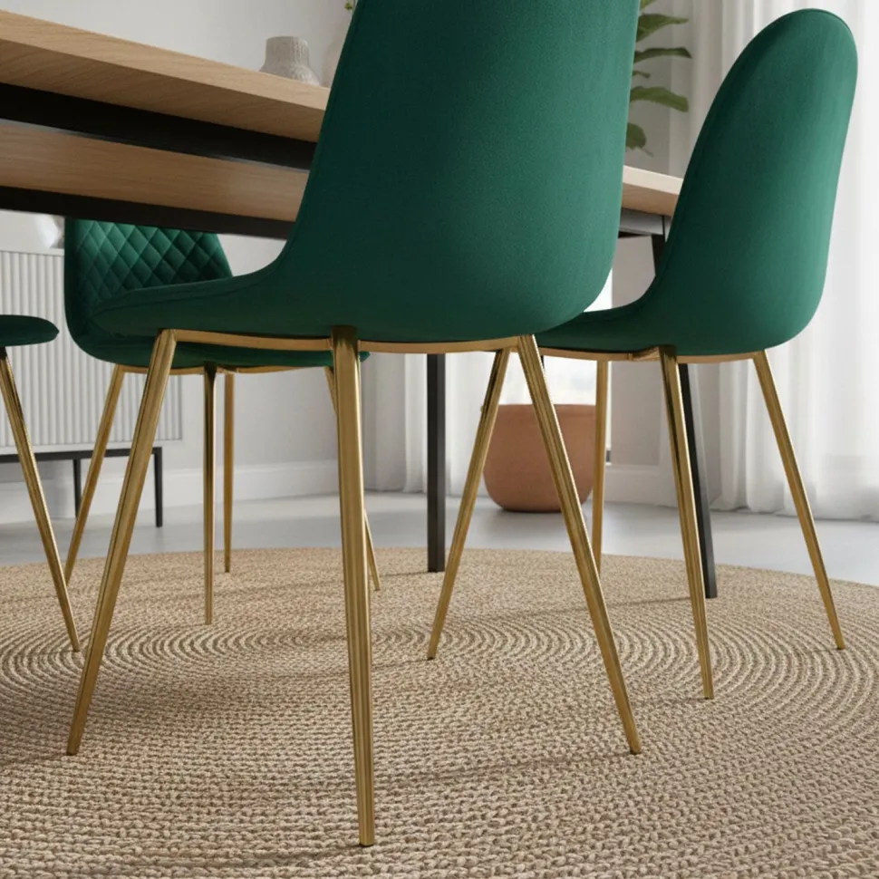 Lot de 4 chaises matelassées Norway Velours Vert
