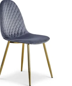 Lot de 8 chaises matelassées Norway Pieds Or et Velours Gris