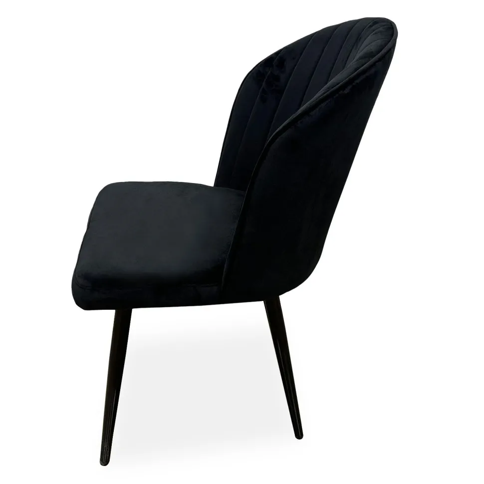 Lot de 2 chaises matelassées coutures verticales Louvenda Velours Noir