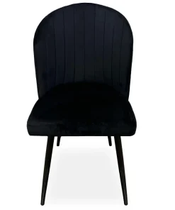 Lot de 2 chaises matelassées coutures verticales Louvenda Velours Noir