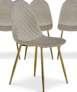 Lot de 4 chaises matelassées Norway Velours Taupe