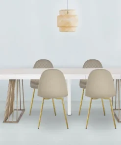 Lot de 4 chaises matelassées Norway Velours Taupe
