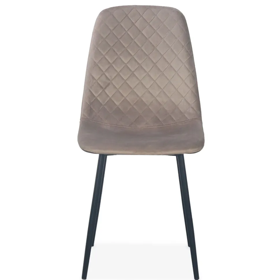 Lot de 8 chaises matelassées Norway Pieds Noir et Velours Taupe
