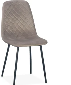 Lot de 8 chaises matelassées Norway Pieds Noir et Velours Taupe